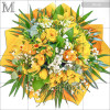 Tavaszi zsongás - Kerek csokor, sárga árnyalatú vegyes virágokból - közepes méret (105)